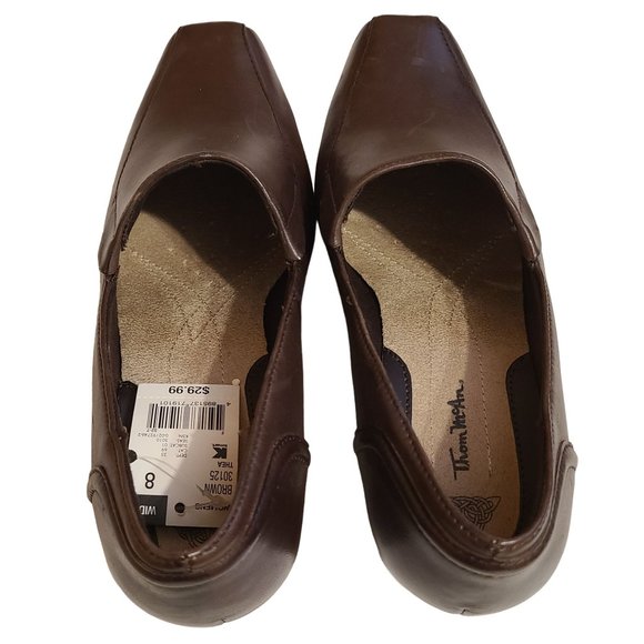 Thom McAn Thea Womens Loafer 30125 Brown Leather 2" Block Heel size 8 W - Picture 4 of 7